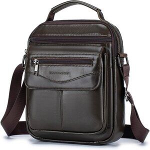 💫 Coscooa Leather Crossbody Bag Men Brown Messenger Satchel Travel Shoulder Bag